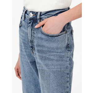 Pantalones Vaqueros de Mezclilla para Mujer al por Mayor, Cintura Alta, Corte Recto, 100% Algodón Ecológico, Largos, Color Personalizado, Servicio OEM - Product Image 6