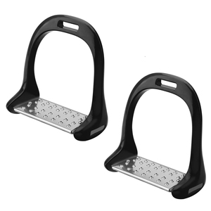 Stainless Steel Black <b>Matte</b> Flexible Premium Quality Safety Stirrups Anti-Slip Ankle Protection Equestrian Horse Riding - Product Image 1