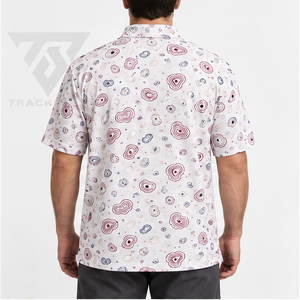 Polo pour homme Trackstar, blanc, bordeaux, bleu, imprimé abstrait en spirale, manches courtes, col boutonné, chemise de golf, logo personnalisé - Product Image 5