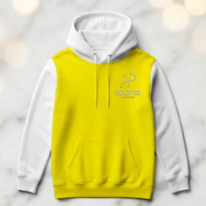 Sudaderas de Alta Calidad en Color Amarillo-Blanco, Diseño y Tela Personalizables, Sudadera Urbana Sostenible en Venta, Opción de Personalizar con Logotipo - Product Image 3