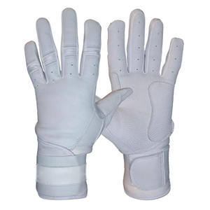 Custom All <b>White</b> Leather Baseball Batting Gloves Breathable Perforated Fingers Textured Palm Grip Adjustable Wrist Strap - Product Image 1