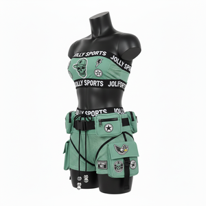 Conjunto de Bikini Deportivo para Mujer, Poliéster Suave GSM con Spandex, Paneles Laterales de Malla Verde y Negra, Logotipo Personalizado, Conjunto de Bikinis para Mujer - Product Image 4