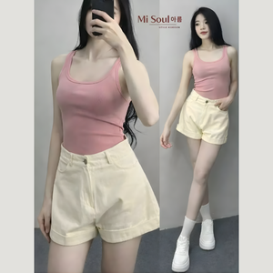 Shorts écologiques pour femmes en tissu kaki, décontractés, à ourlet roulé, pour un usage quotidien, 3 couleurs, OEM ODM, étiquette privée - Product Image 6