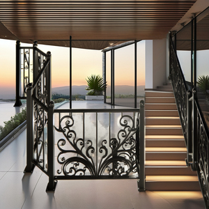 Rampe de balcon en fer forgé sur mesure, rampe en fer décorative pour extérieur, design moderne, forgée à la main, revêtement en poudre, résistante à la rouille - Product Image 2