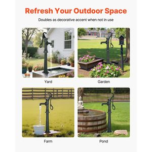 Pompa Manuale Antica in Ghisa per Acqua, Sollevamento Massimo 20 piedi, con Connessione NPT 1-1/4, Pompa a Secchio per Pozzo con Base Rialzata - Product Image 6