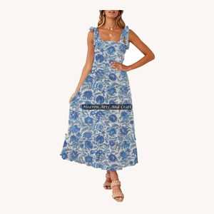 Vestidos étnicos de algodón en varios colores, cómodos, estilo bohemio, con tirantes finos, para damas, ropa de mujer al por mayor, India. - Product Image 3