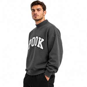 เสื้อสเวตเชิ้ตคอเต่าปักลายเชนิลล์แบบกำหนดเองสำหรับผู้ชาย ผ้าฝ้าย 100% ทรงโอเวอร์ไซส์ เสื้อสเวตเชิ้ตคอเต่าสำหรับชมรม - Product Image 2