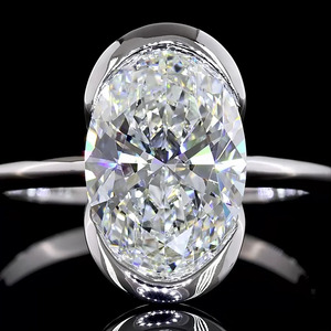 Anillo de Compromiso Solitario con Diamante Ovalado Cultivado en Laboratorio con Certificado IGI, Engastado en Bisel, Oro de 10K, 14K, 18K, Chapado en Rodio, para Aniversario de Bodas - Product Image 2