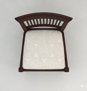 Chaise de salle à manger en bois massif avec assise rembourrée et dossier à lattes, chaise latérale en bois brun pour salle à manger et hôtel - Product Image 4