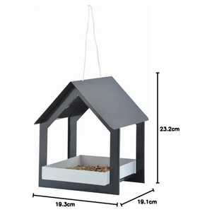 Mangeoire à oiseaux moderne et minimaliste en métal, station de graines suspendue pour oiseaux sauvages avec plateau amovible pour jardin, cour, terrasse extérieure, décoration artistique - Product Image 1