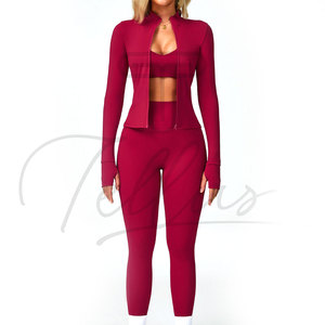 Conjunto de Yoga de 4 Piezas para Mujer, Transpirable, de Primera Calidad, Tejido de Punto, Estilo Casual, Logotipo Personalizado, Tops de Yoga para Mujer - Product Image 2