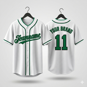 Camiseta de Béisbol al por Mayor, Blanca y Verde, de Malla, para Hombre, Manga Corta, con Nombre del Equipo 11 Impreso, Transpirable, Corte Regular, para Todas las Temporadas 2026 - Product Image 6