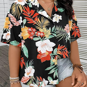 Factory Custom Women's Short Sleeve Cute Print Button Down Shirt Tops - Product Image 5