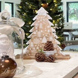 Décoration de Noël en bois, motif flocon de neige, artisanat écologique, style moderne, centre de table fait main - Product Image 1