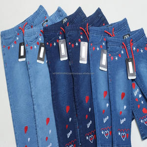 Wholesale Kids Girls <b>Elastic</b> <b>Waist</b> <b>Jeans</b> Casual Flare Bell Bottom <b>Jeans</b> Denim Pants with Pocket Bangladesh Denim Pant in Stock - Product Image 2