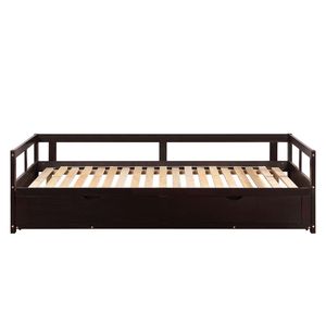 <b>Wooden</b> Extendable <b>Daybed</b> with Trundle and Two Storage Drawers Sofa Bed for Bedroom Living Room - Product Image 5