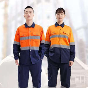 เสื้อทำงานสะท้อนแสงสีเหลืองส้มเรืองแสง แขนยาว ผ้าฝ้ายแท้ ระบายอากาศได้ดี ซึมซับเหงื่อ ปลอดภัย - Product Image 6