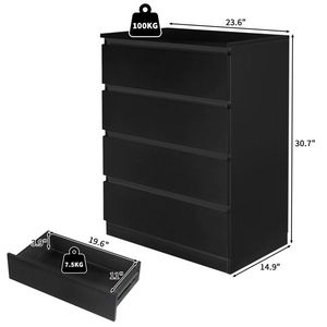 FCH Simple 4 Drawer Dresser Wood and Black Color - Product Image 3