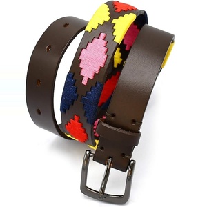 Ceinture en cuir véritable Polo de haute qualité avec boucle à ardillon en laiton à motif géométrique pour hommes et femmes – Tendance et très vendue - Product Image 1