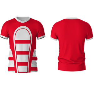 เสื้อรักบี้ขายดี แห้งเร็ว ระบายอากาศได้ดี ผลิตจำนวนน้อยได้ คุณภาพสูง สกรีนลายเต็มตัว ชุดกีฬาแบบกำหนดเองได้ - Product Image 1
