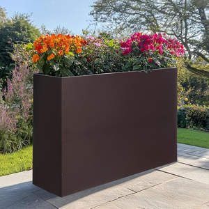 Metal <b>Planter</b> for Outdoor Plants Tall <b>Planter</b> <b>Box</b> with Removable Insert Shelf & Drainage Holes - Product Image 3