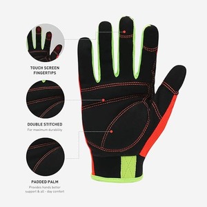 Gants de course à doigts entiers en cuir PU, compatibles écran tactile, antidérapants, respirants, avec fermeture auto-agrippante, unisexe, pour le cyclisme en extérieur - Product Image 3
