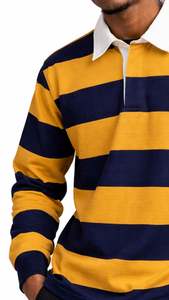 Vêtements d'équipe de rugby personnalisés B15, polo à manches longues rayé en piqué pour homme, polo de rugby lourd, maillot de rugby pour femme - Product Image 4