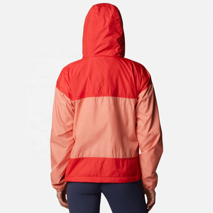 Veste coupe-vent à capuche bicolore pour femme, légère, imperméable, pour sports de plein air, décontractée, avec blocs de couleur, fermeture éclair intégrale - Product Image 6