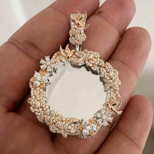 Pendentif photo personnalisé en moissanite VVS1 couleur D, plaqué or rose, bijoux hip-hop pour femmes et hommes - Product Image 1