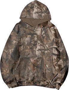 Camouflage Women Solid Basic Fleece Letter Loose Hoodie Sweatshirt <b>Long</b> <b>Sleeve</b> Kangaroo Pocket Drop Shoulder Pullovers <b>Top</b> - Product Image 2
