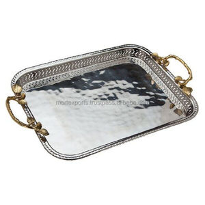 Luxury Handmade Decorative Modern Metal Serving Tray with Sturdy Frame for Serving Refreshments and <b>Sweets</b> - Product Image 3