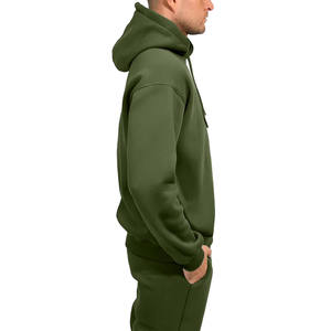 Sudadera con capucha de media cremallera para mujer, mezcla de algodón y forro polar, corte holgado, cuello alto, con bolsillo canguro, estilo casual urbano, ribete acanalado. - Product Image 4