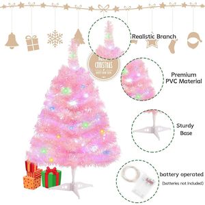 2FT Pink Lighted <b>Artificial</b> Christmas <b>Tree</b> with Battery Operated Min Plastic Stand Tabletop Christmas Lights - Product Image 5