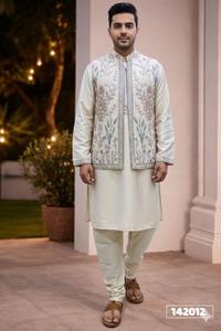 Conjunto de Kurta y Pijama de Tela Donair para Hombre, Diseño de Diseñador, con Bordado - Product Image 2