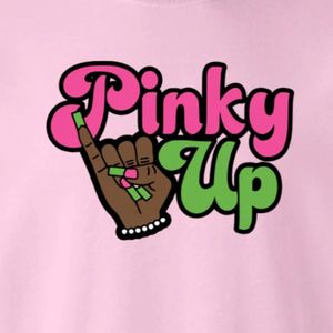 Sudadera de cuello redondo con estampado Pink Pinky Up, manga larga, puños acanalados, informal, de forro polar para mujer, estilo urbano a la moda - Product Image 6