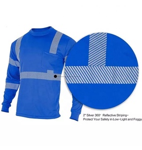 T-shirt de sécurité réfléchissant bleu à manches longues, vêtements de travail haute visibilité, chemise d'avertissement pour les équipes routières et de construction - Product Image 4