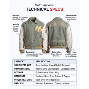Chaqueta Varsity de Lana y Cuero Estilo Vintage para Hombre - Abrigo Bomber Holgado Estilo Urbano - Product Image 5