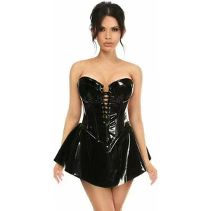 เสื้อคอร์เซ็ทหนังคุณภาพสูงสำหรับผู้หญิง ระบายอากาศได้ดี ช่วยกระชับสัดส่วน ทันสมัย สีดำ คอร์เซ็ทและชุดกระชับสัดส่วนแบบสวมใต้หน้าอก - Product Image 1