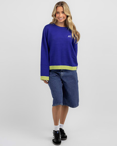 Sweat-shirt en tricot personnalisé pour femme avec bordure contrastante, coupe décontractée, col rond, pull à capuche pour femme, marque privée - Product Image 3