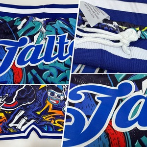 Trendy Sublimation Printed Graffiti Shorts With Custom <b>Name</b> & Number, Breathable Mesh Urban Style Casual Shorts - Product Image 2
