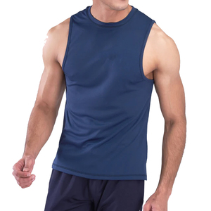 Wholesale Lightweight Men's Sporty Gym Tank Top Summer Casual Sportswear Vest Henry Collar Drop Armhole Knitted Weaving 100% - Product Image 3