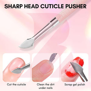 Produit tendance : Pousse-cuticules double tête avec manche rose en acier inoxydable pour le modelage, le nettoyage et la préparation des ongles - Product Image 4