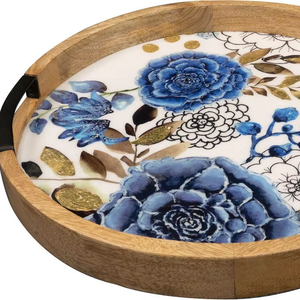 Bandejas de servir de madera MDF para cocina y mesa de comedor |   Regalo decorativo rectangular de diseño Art Deco para Diwali por blossom craft india - Product Image 2