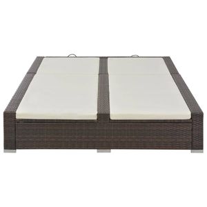 Lettino Doppio in Rattan PE Marrone con Struttura in Acciaio Verniciato a Polvere e Poliestere - Lettini Durevoli - Product Image 2