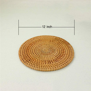 Ensemble de dessous de plat et de protection pour casseroles, rond, en résine, motif nid d'abeille, tressé en rotin - Product Image 3