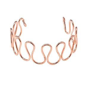 Pulsera de cobre puro sólido, joyería de diseño ondulado hecha a mano, unisex - Product Image 5