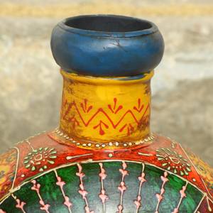 แจกันเหล็กทำมือทาสีลายนูนกระถางตกแต่งโลหะสำหรับงานแต่งงานบ้านตกแต่งชายฝั่งทำด้วยมือ - Product Image 5