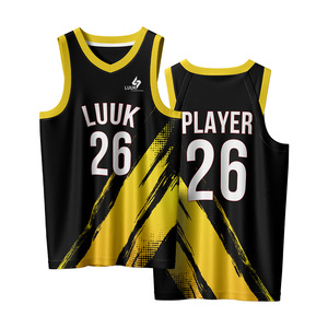 Conjunto de Uniforme de Baloncesto Sublimado en Negro y Amarillo con Cuello en V, Ropa Deportiva Transpirable para Partidos Competitivos y Entrenamiento Diario - Product Image 3