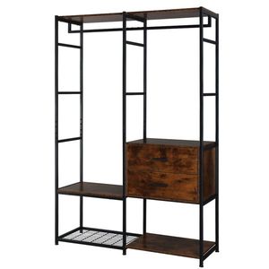 Armadio Indipendente Vingta in Metallo Pesante per Camera da Letto con Scaffali Multipli e Cassetti, Colore Nero - Product Image 2