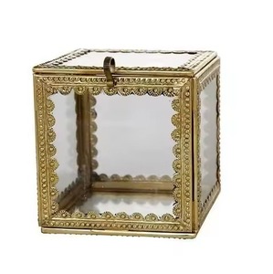 Boîte à bijoux vintage en métal et verre, étui décoratif pour bagues, boucles d'oreilles, colliers, bracelets, pour coiffeuse et table de toilette - Product Image 4
